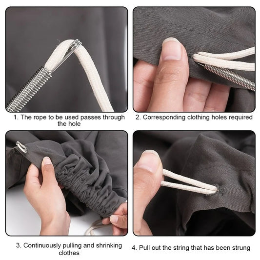 1/30Pcs Stainless Steel Rope Threading Tool Bendable Spring Drawstring Threader Clip Drawstring Thread DIY Sewing Accessories