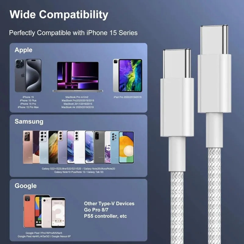3PCS USB C Cable to USB C 100W