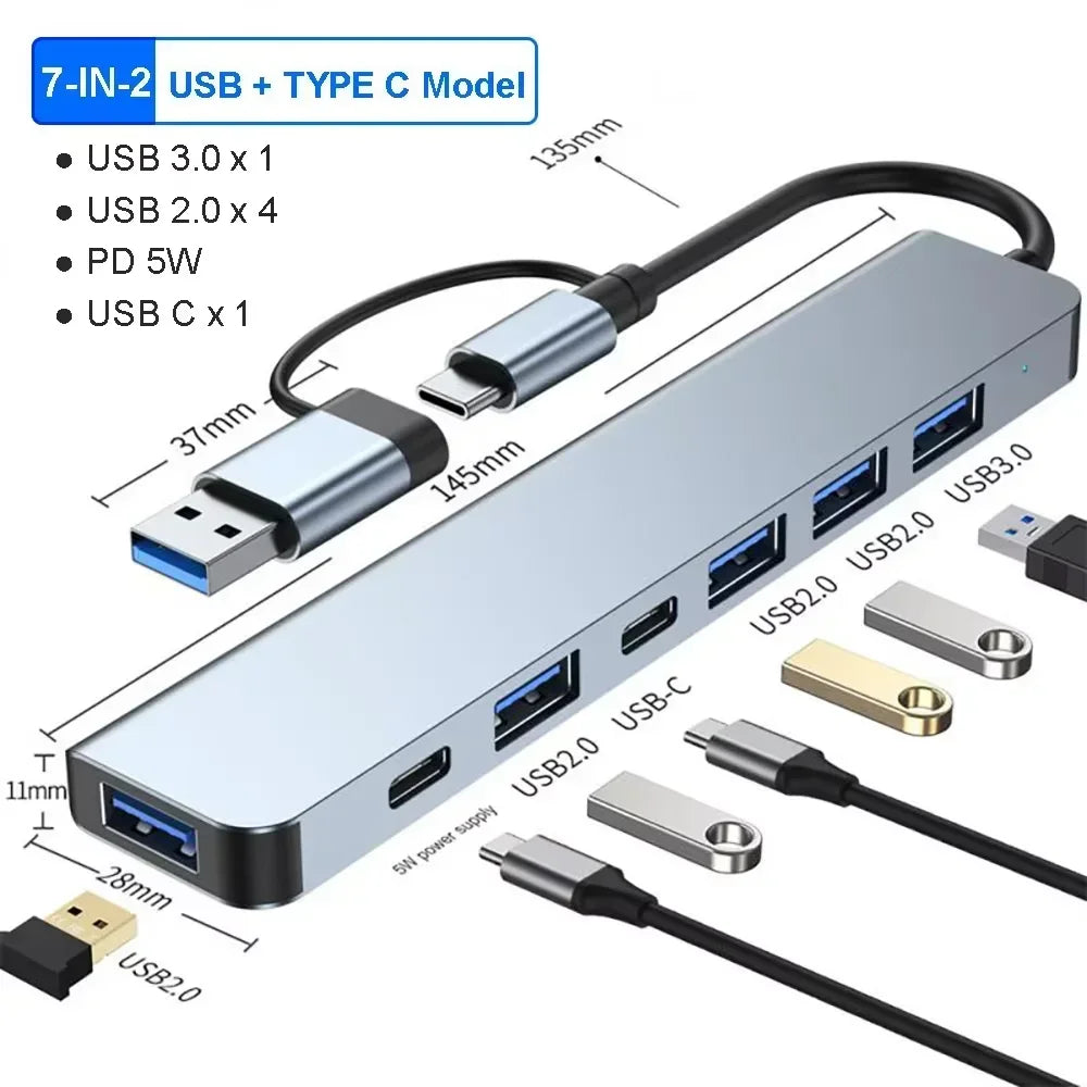 USB C Hub USB Splitter 8 in 1 USB Extender
