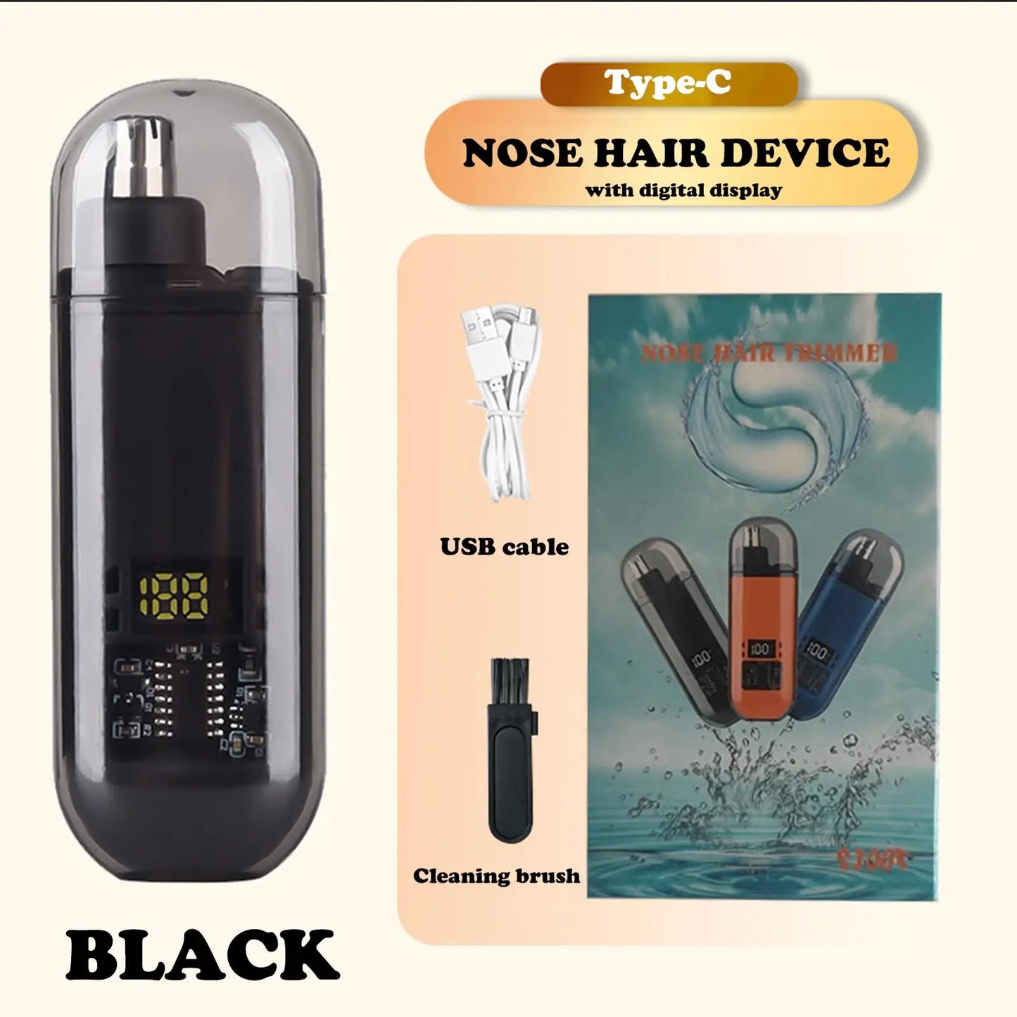 USB charging nose and ear hair trimmer