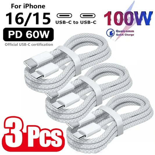 3PCS USB C Cable to USB C 100W